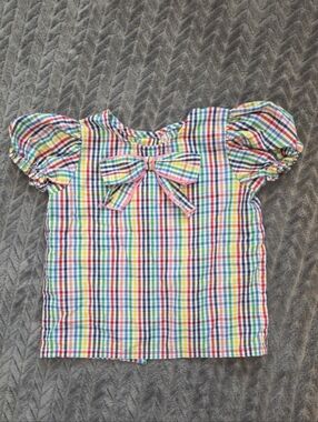 The Beaufort Bonnet Company 3t smocked rainbow plaid blouse shirt top school